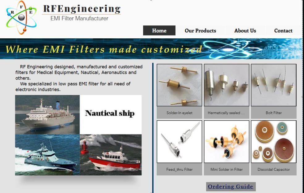 RFEngineering legacy website and EMI filter product families